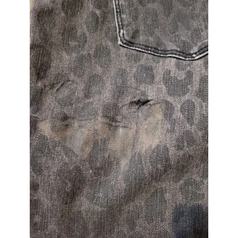Tribal Jeans Audrey Mid Rise Ankle Jegging Grey Leopard Print Size‎ 14 Pull On